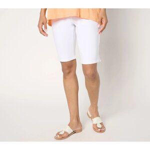 Belle by Kim Gravel Ponte Bermuda Shorts White Plus 30  A601124